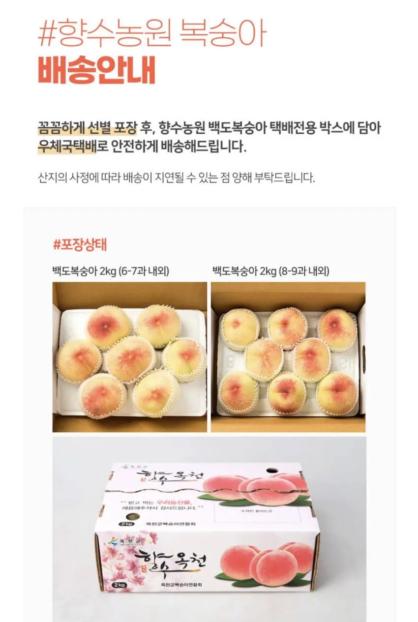 국내산 백도복숭아 2kg