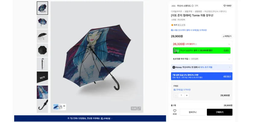 무탠다드 이토준지 콜라보 우산, 키링, 뱃지