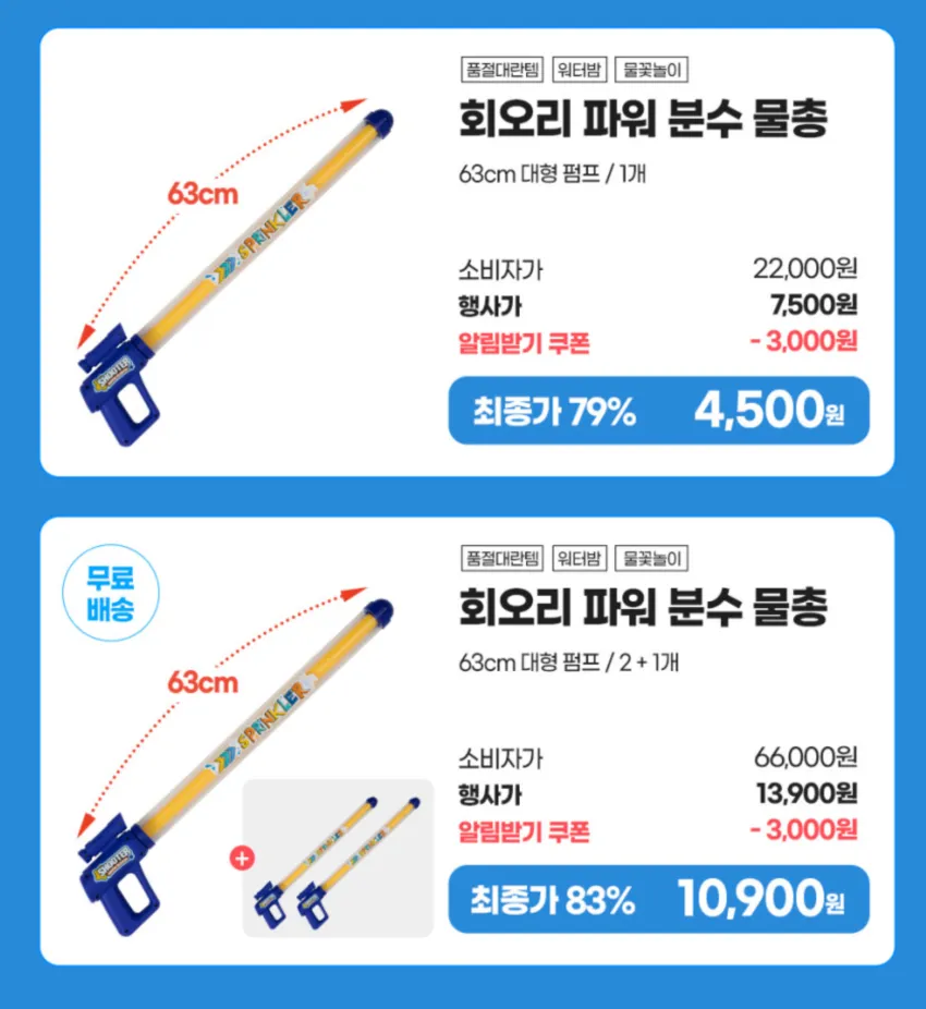 NEW 2026 회오리 분수 물총 PRO-X 63cm