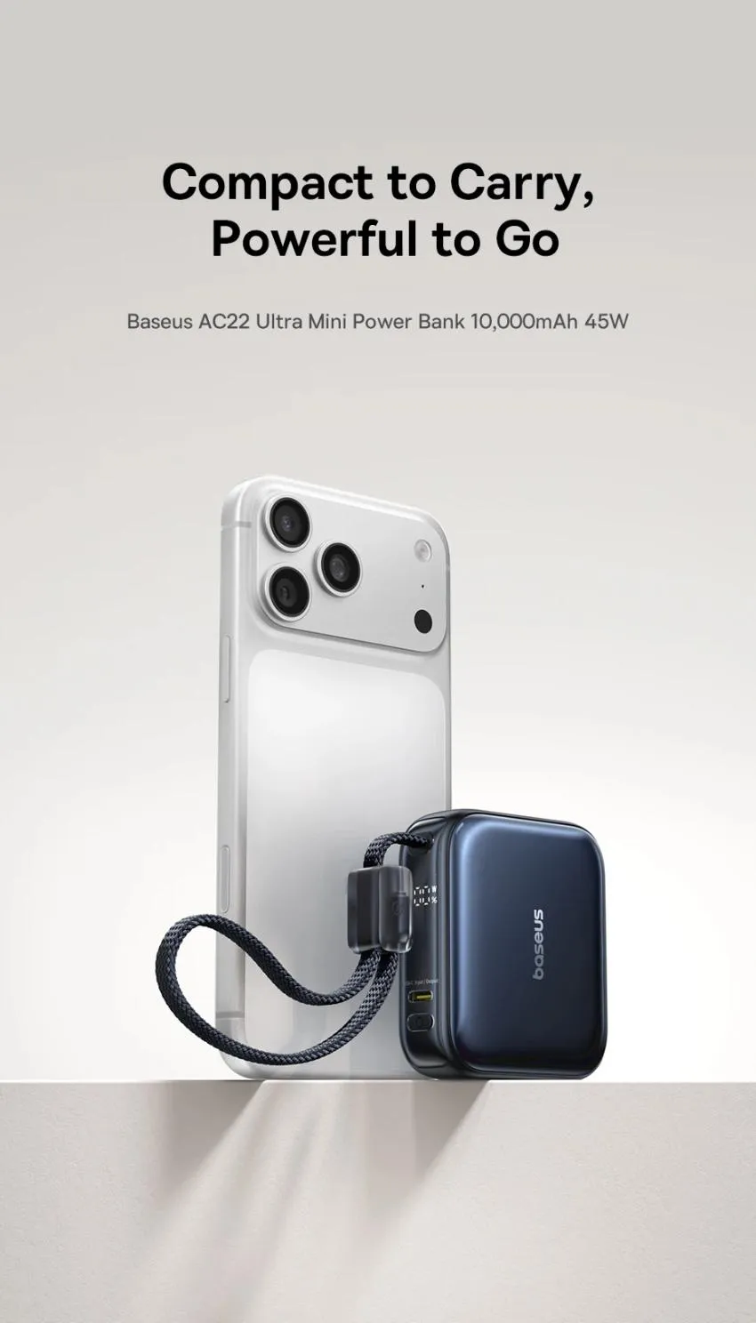 베이스어스 미니 보조배터리 45W 10000mAh $17.76