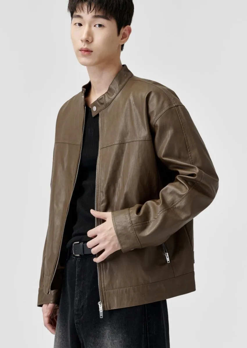에이지오디 레더 스탠다드 바이커 자켓