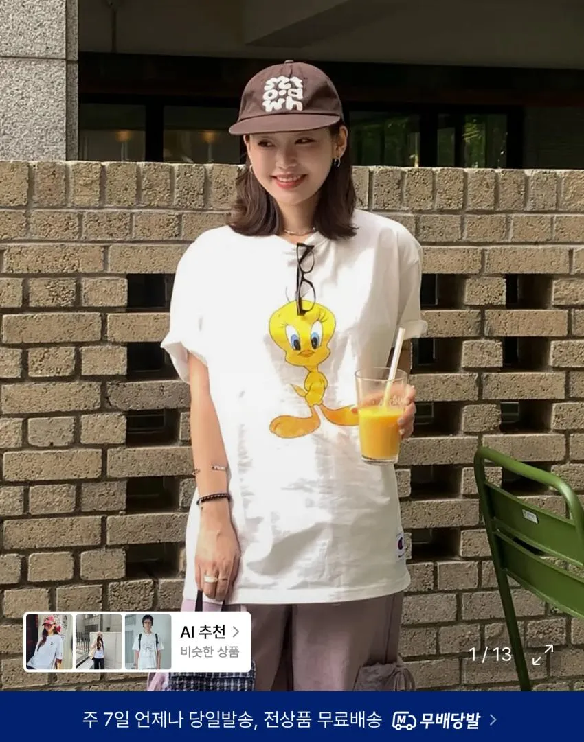 챔피온 루니툰즈 반팔 티셔츠 트위티