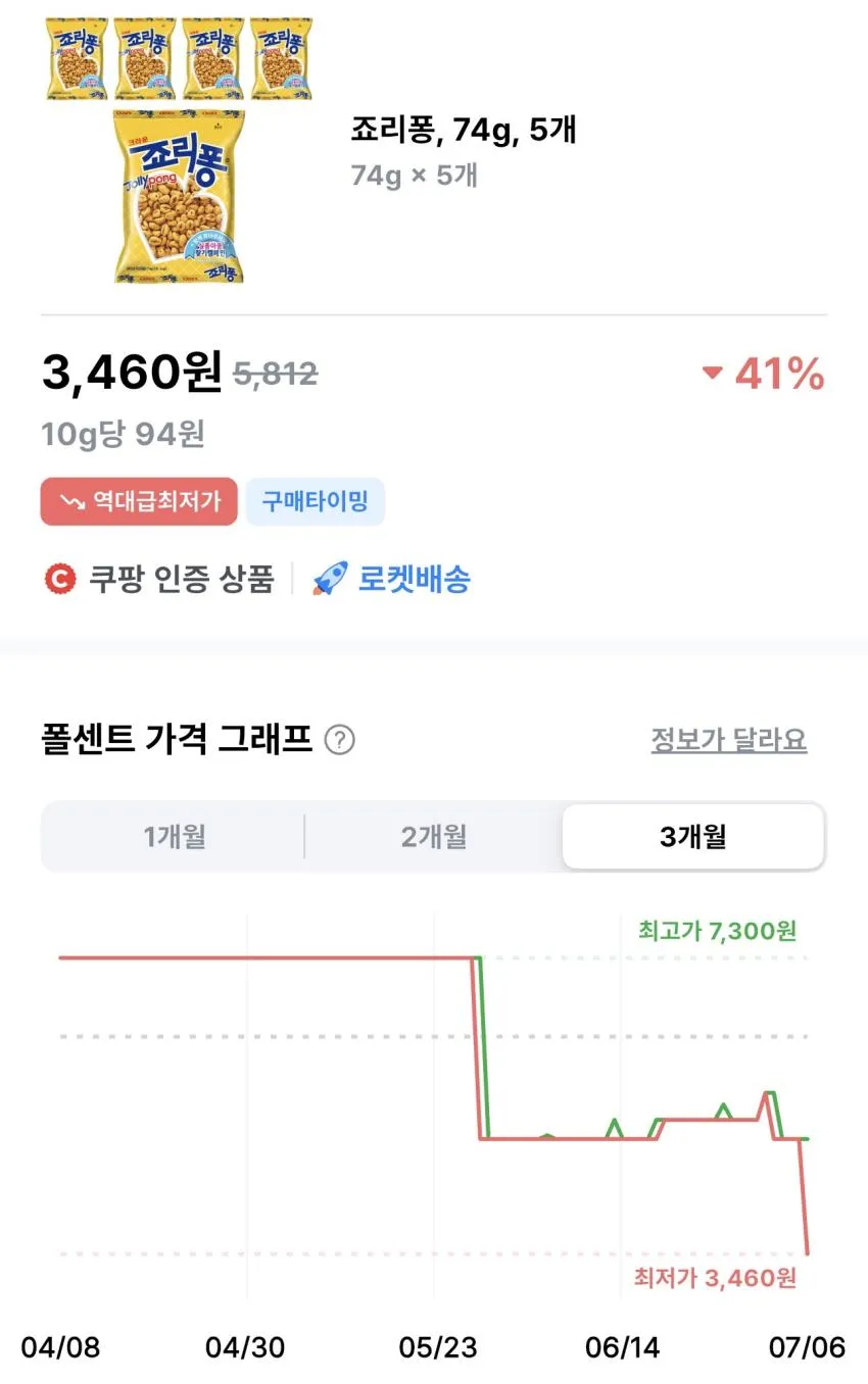 죠리퐁 74g 5개
