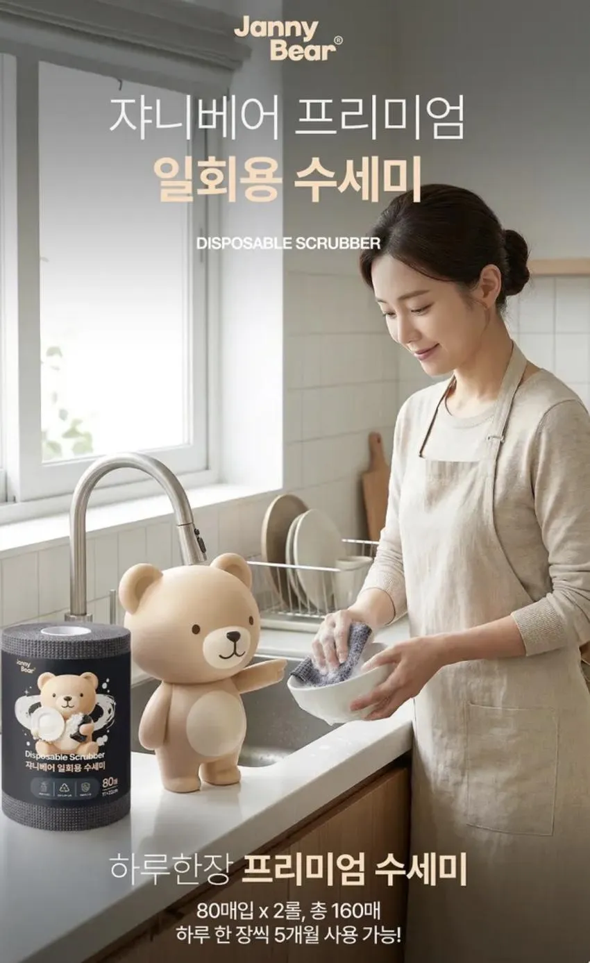 일회용 수세미 그레이 80매 2개