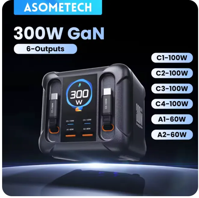ASOMETECH 300W GaN 디스플레이 내장케이블 충전기 $28.66