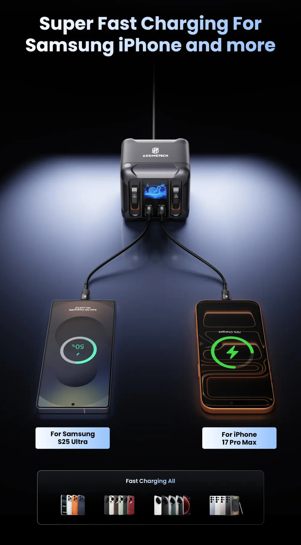 ASOMETECH 300W GaN 디스플레이 내장케이블 충전기 $28.66