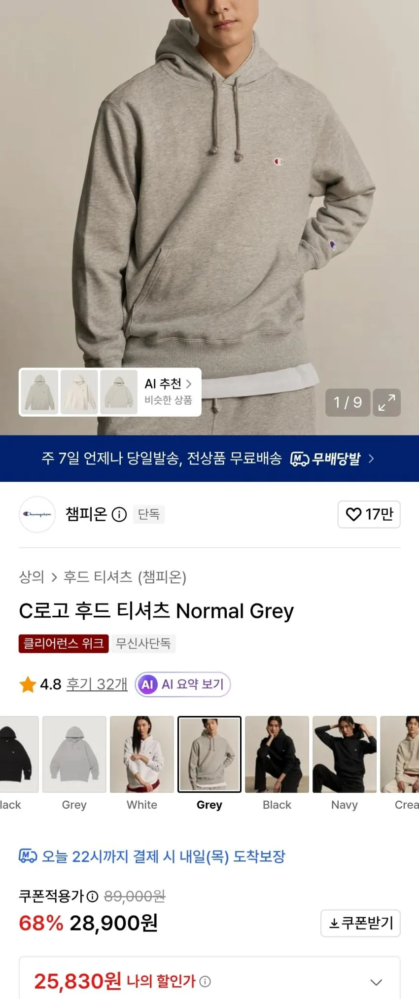 챔피온 후드티 만원, 피그먼트 반팔티 1.3발 등
