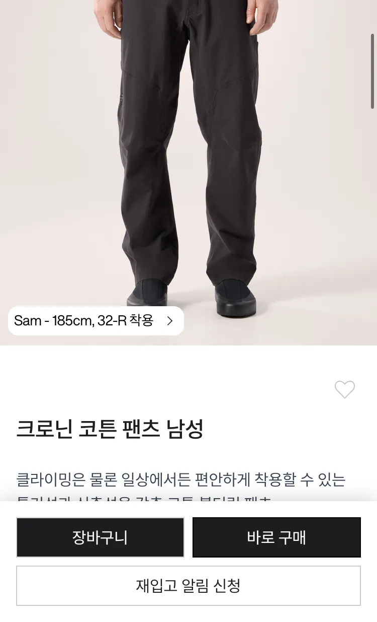 아크테릭스 크로닌 코튼 팬츠