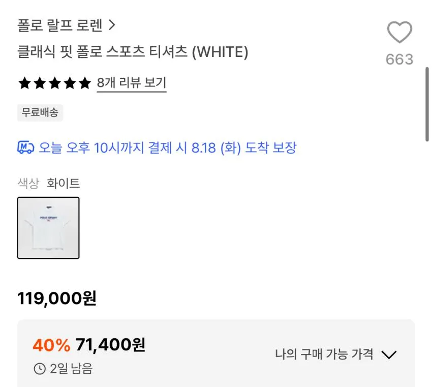 폴로 랄프로렌 클래식 핏 폴로 스포츠티