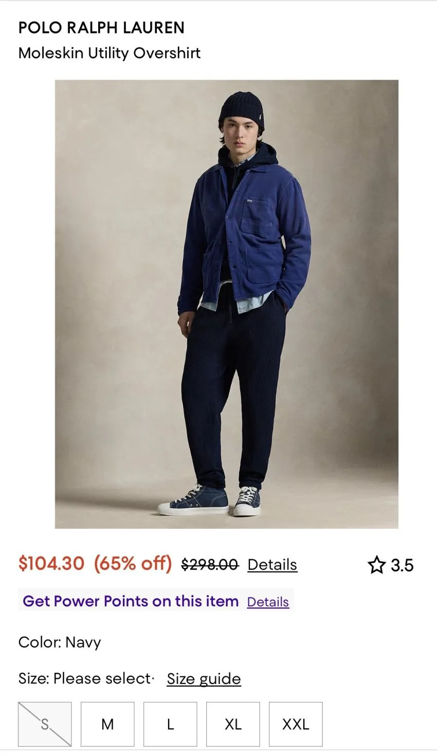 블루밍데일즈/ 폴로랑프로렌 몰스킨 유틸티리 오버셔츠 /$105