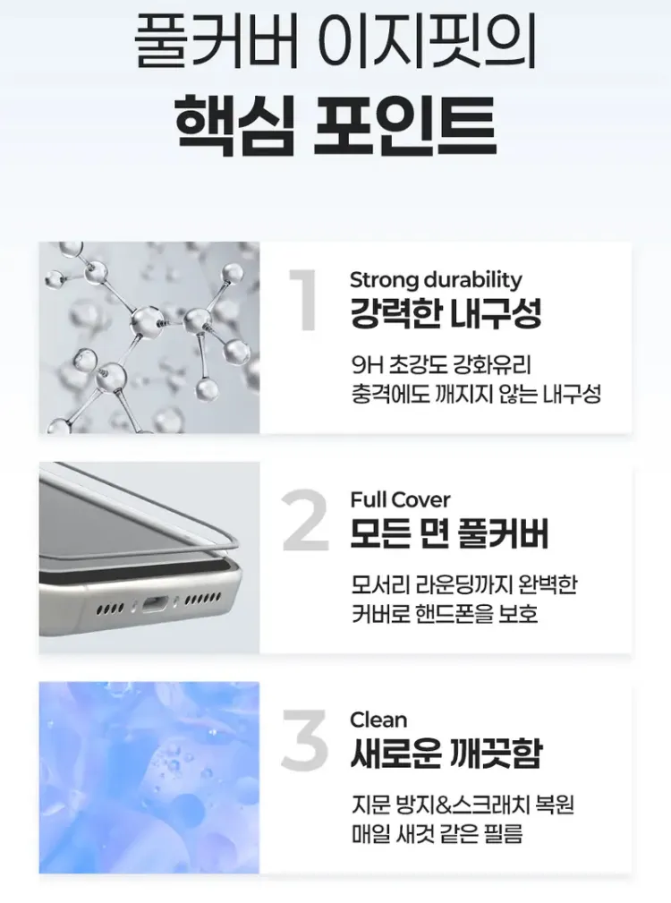 풀커버 이지핏 강화유리 필름 2매