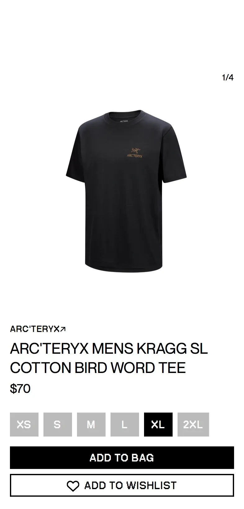 아크테릭스 스쿼미시 블랙 XL $150