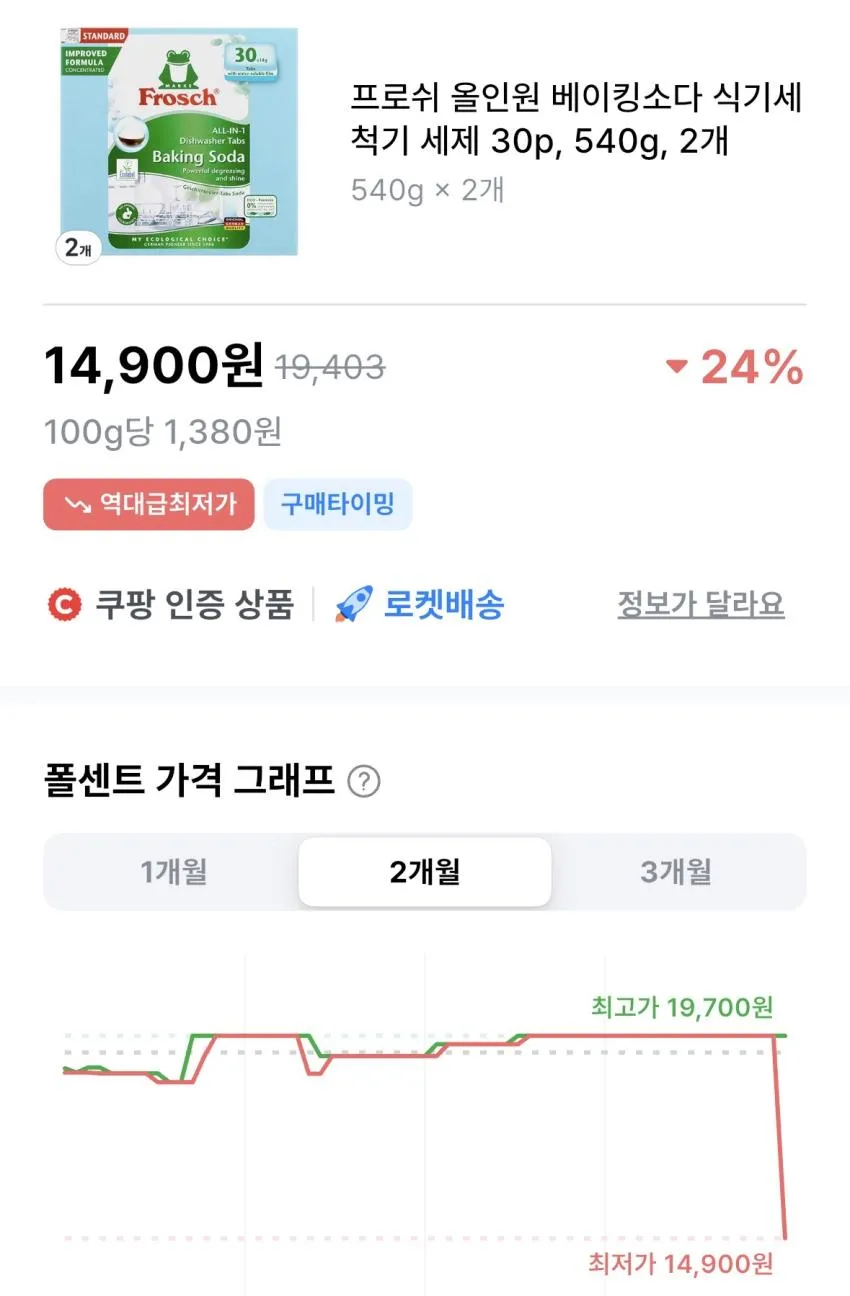 프로쉬 베이킹소다 식기세척기 세제