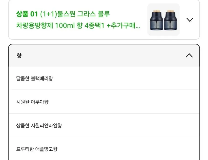 불스원 그라스 블루 차량용방향제 100ml, 1+1,
