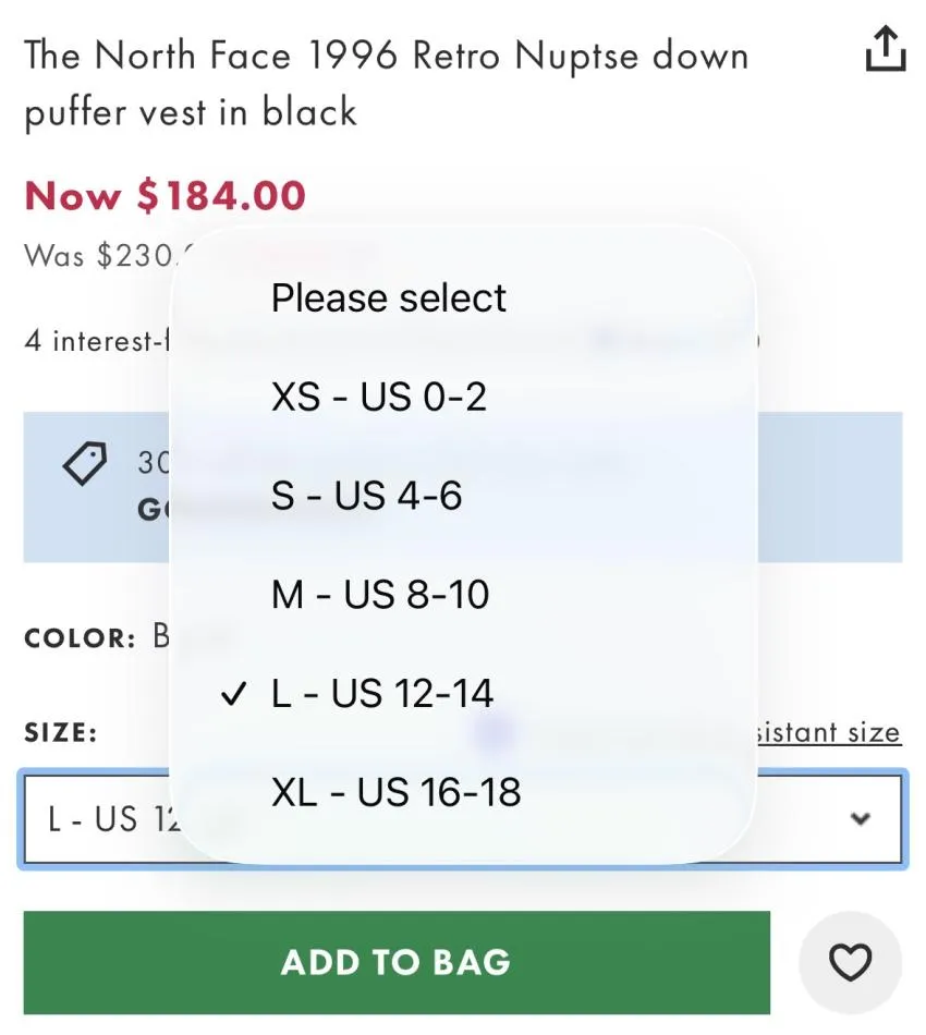 노스페이스 눕시 $185, 조공용 베스트 $128 등
