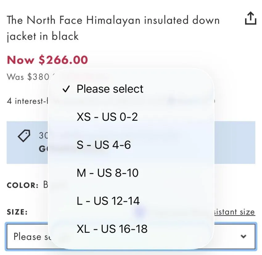 노스페이스 눕시 $185, 조공용 베스트 $128 등