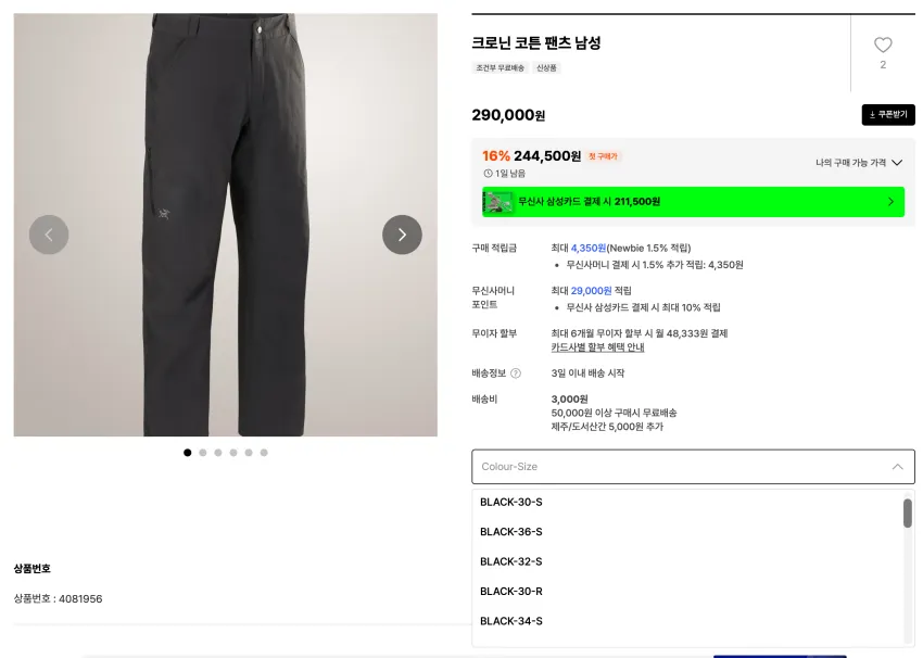 아크테릭스 아톰후디, 스쿼미시,, 크로닌 코튼
