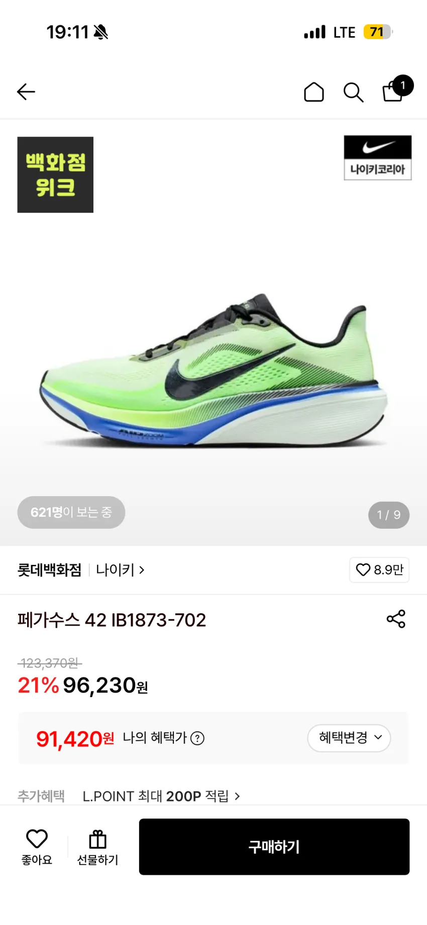 나이키 페가수스 42
