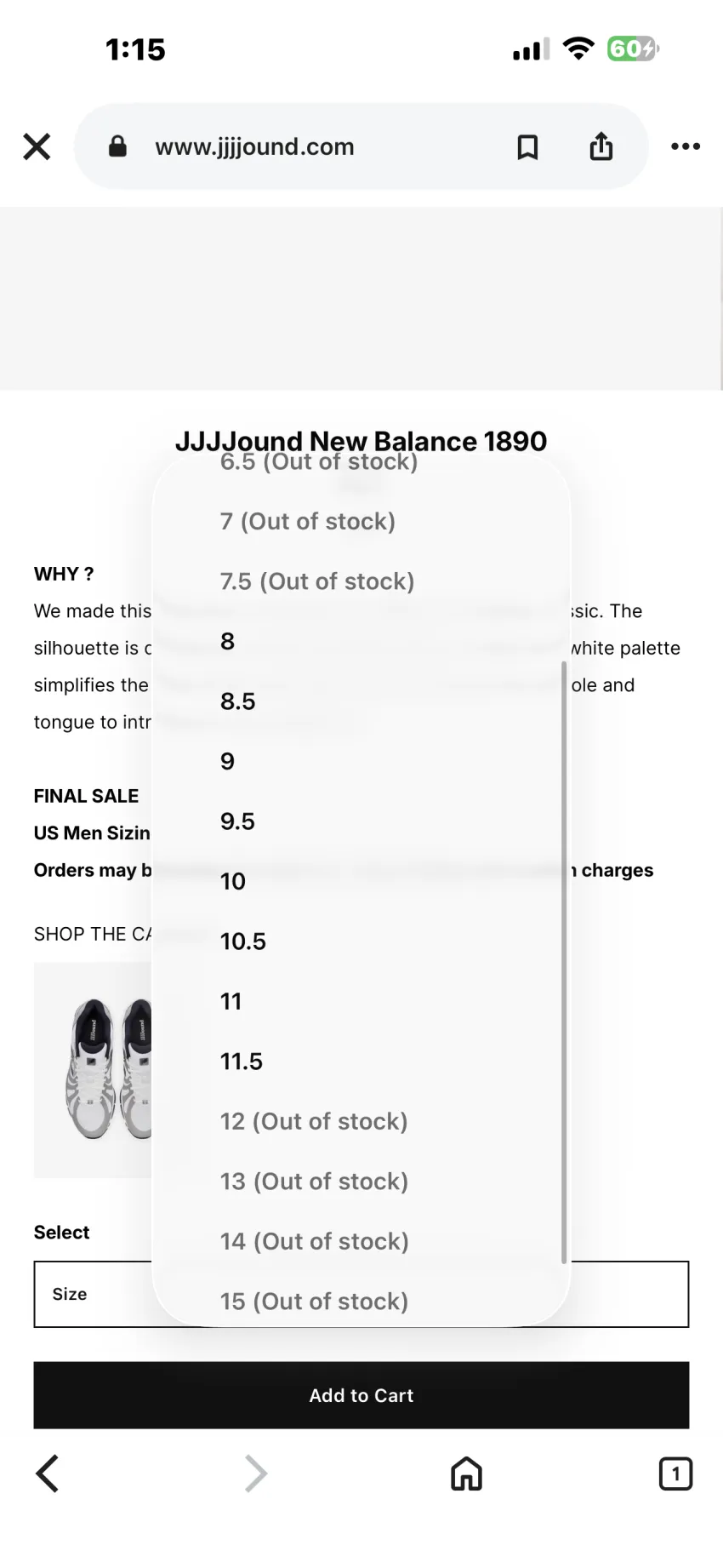 JJJJound x New Balance 콜라보레이션 1890 2종
