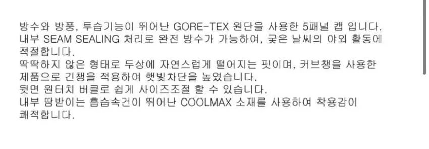 노스페이스 고어텍스 5 패널 캡 2종 추가할인