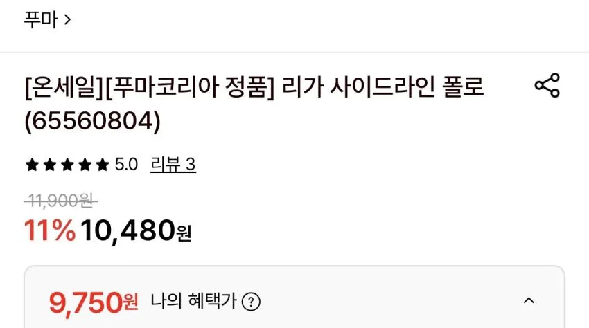 푸마 폴로 반팔티