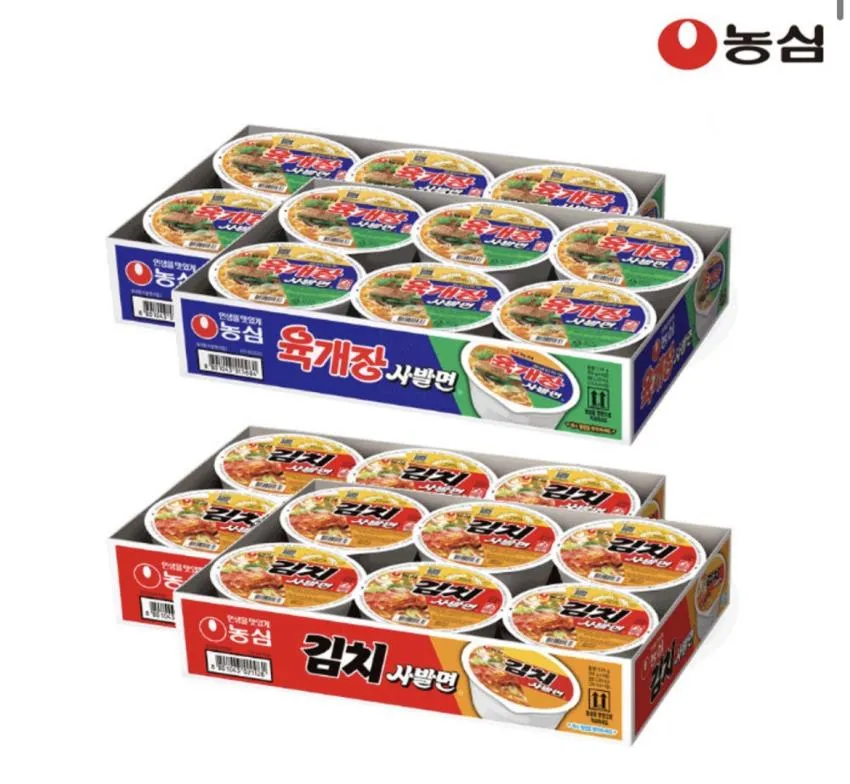 농심 육개장 사발면 12입+김치사발면 6입+새우탕컵 6입