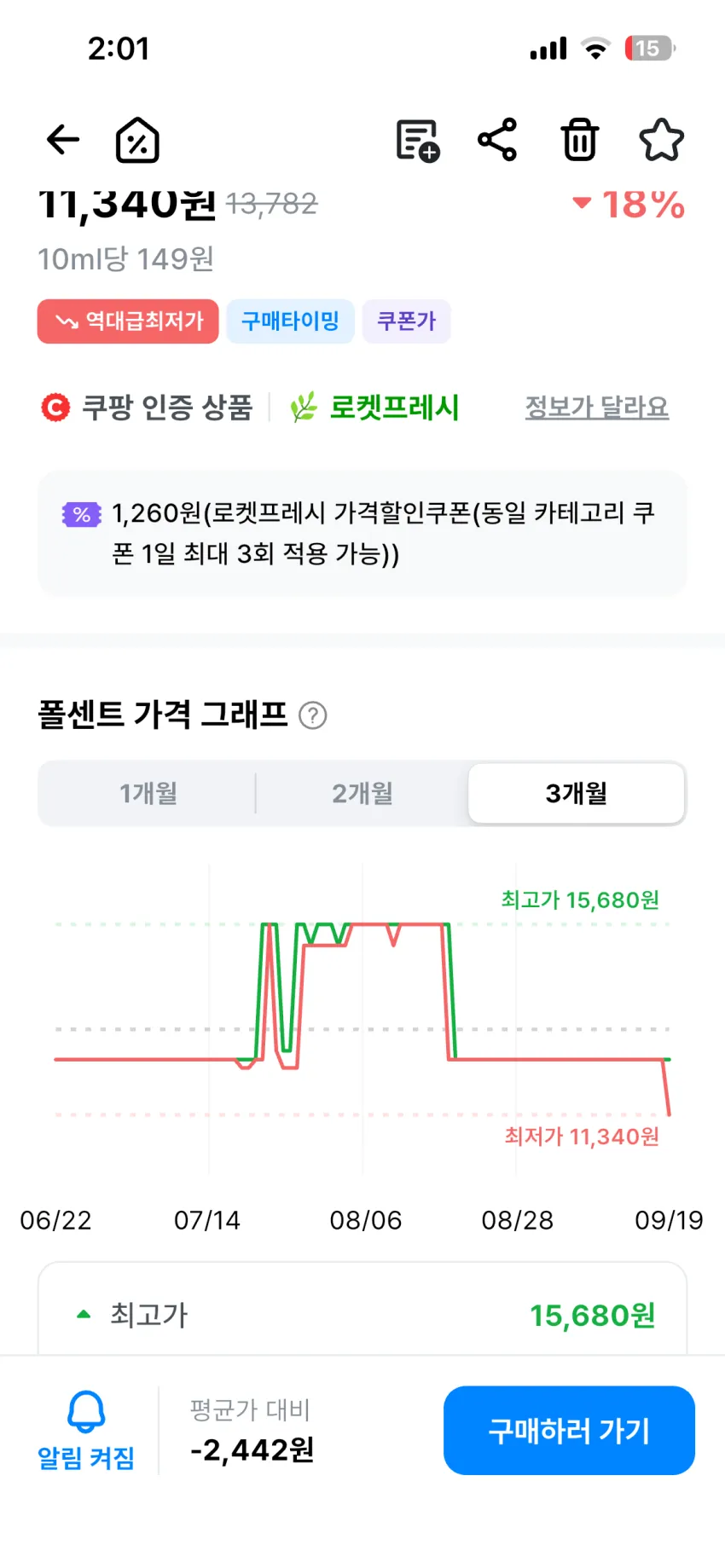 롯데제로 미니바이트 밀크 앤 초코 아이스크림2개