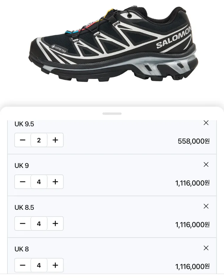 살로몬 XT-6 GTX 블랙 24.2만원 등등