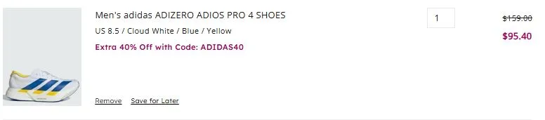 아디오스 프로 4 $95.4 등 아디다스 40% 추가할인