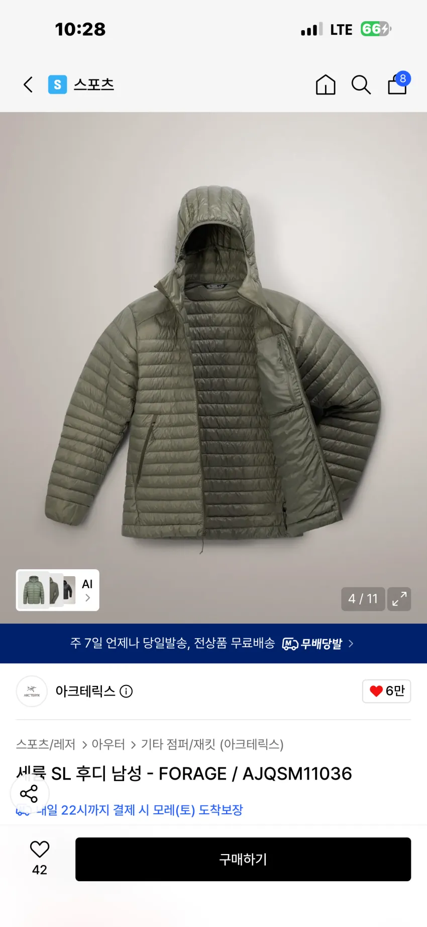 아크테릭스 세륨 SL 후디 포리지