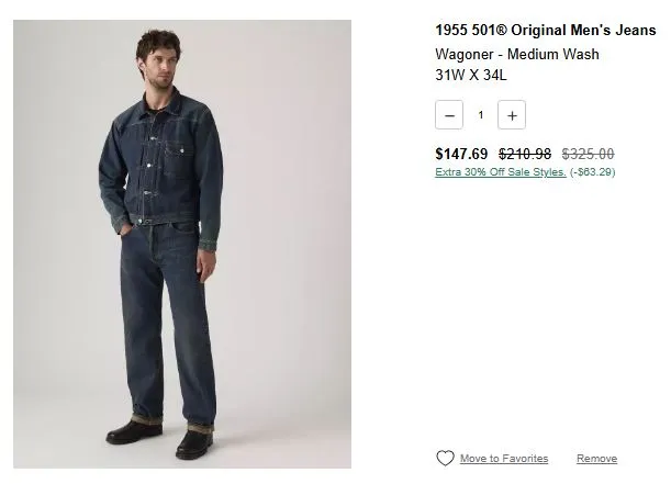 LEVIS 30% 추가할인 와고너 $147 등 LVC, 블루탭 무관세, 568 등 곡괭이