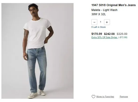 LEVIS 30% 추가할인 와고너 $147 등 LVC, 블루탭 무관세, 568 등 곡괭이