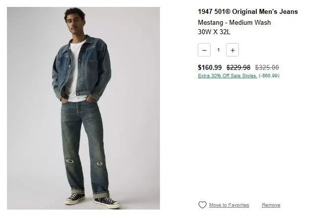 LEVIS 30% 추가할인 와고너 $147 등 LVC, 블루탭 무관세, 568 등 곡괭이