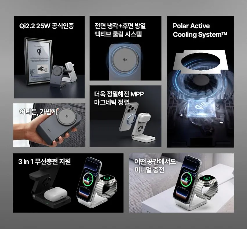 아트뮤 Qi2 25W 3in1 폴더블 맥세이프 초고속 무선 충전기 QW110