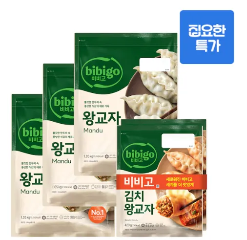 CJ 비비고 왕교자 3종 혼합 6봉 (왕교자455g+김치420g+새우315g 각 2봉), 1세트, 2.38kg
