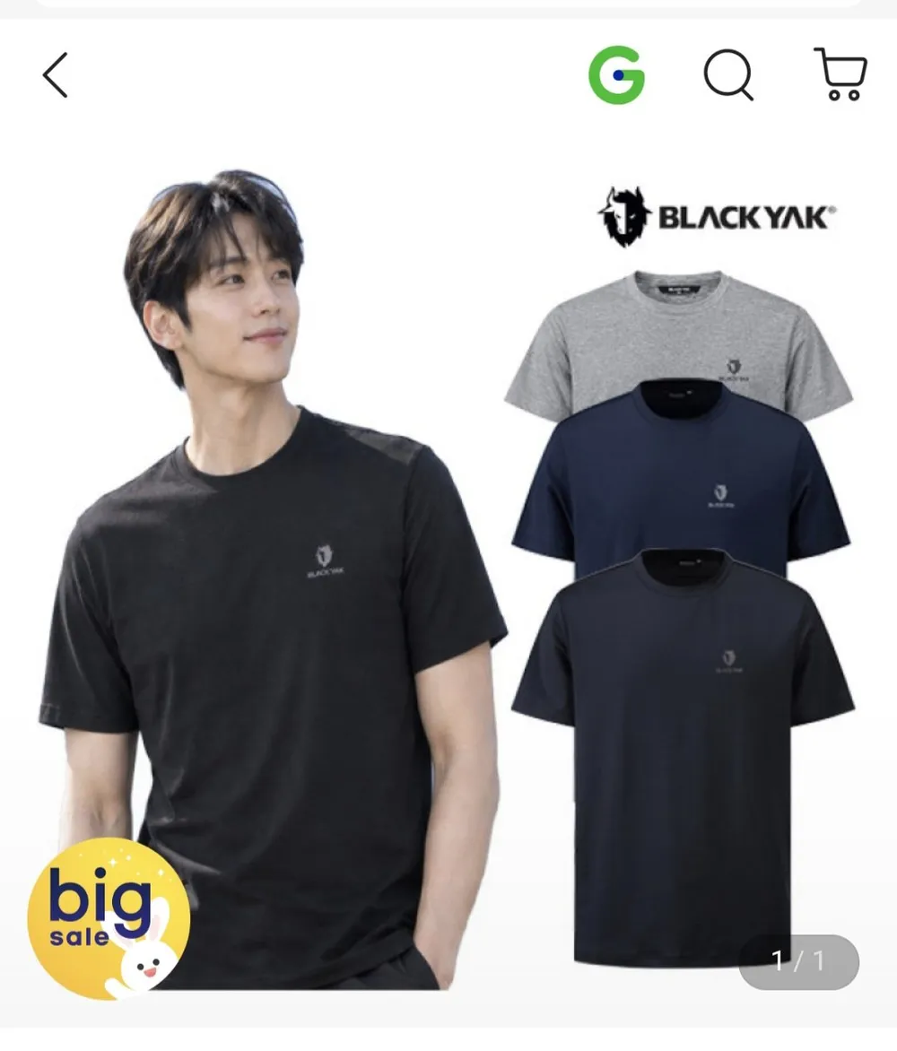 블랙야크 신축성 통기성 우수한 3PACK 공용 라운드 트리플 반팔티 1BYRTXV905