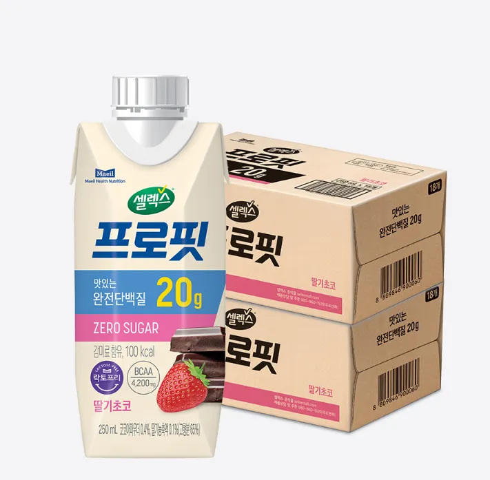 셀렉스 프로핏 완전단백질 음료 딸기초코 250ml 36팩+보스웰리아