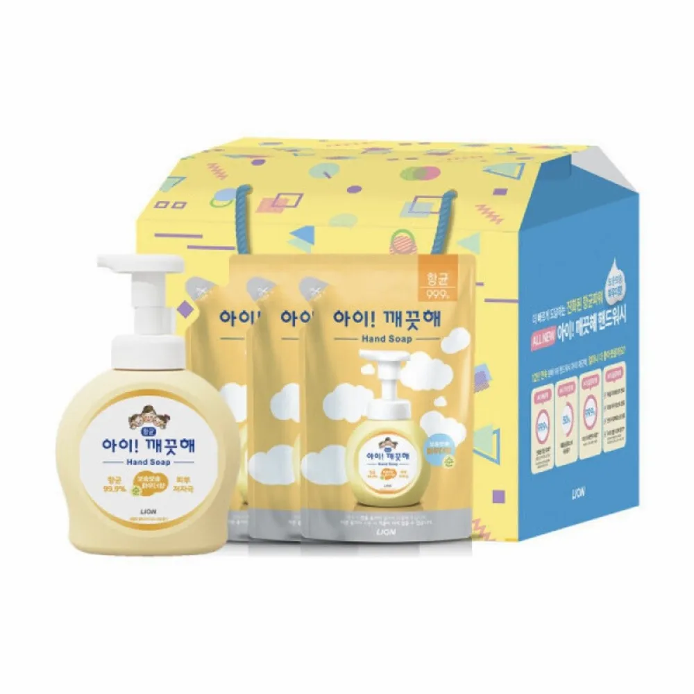아이깨끗해 핸드워시 선물세트 본품 용기 490ml1개+리필 450ml 3개