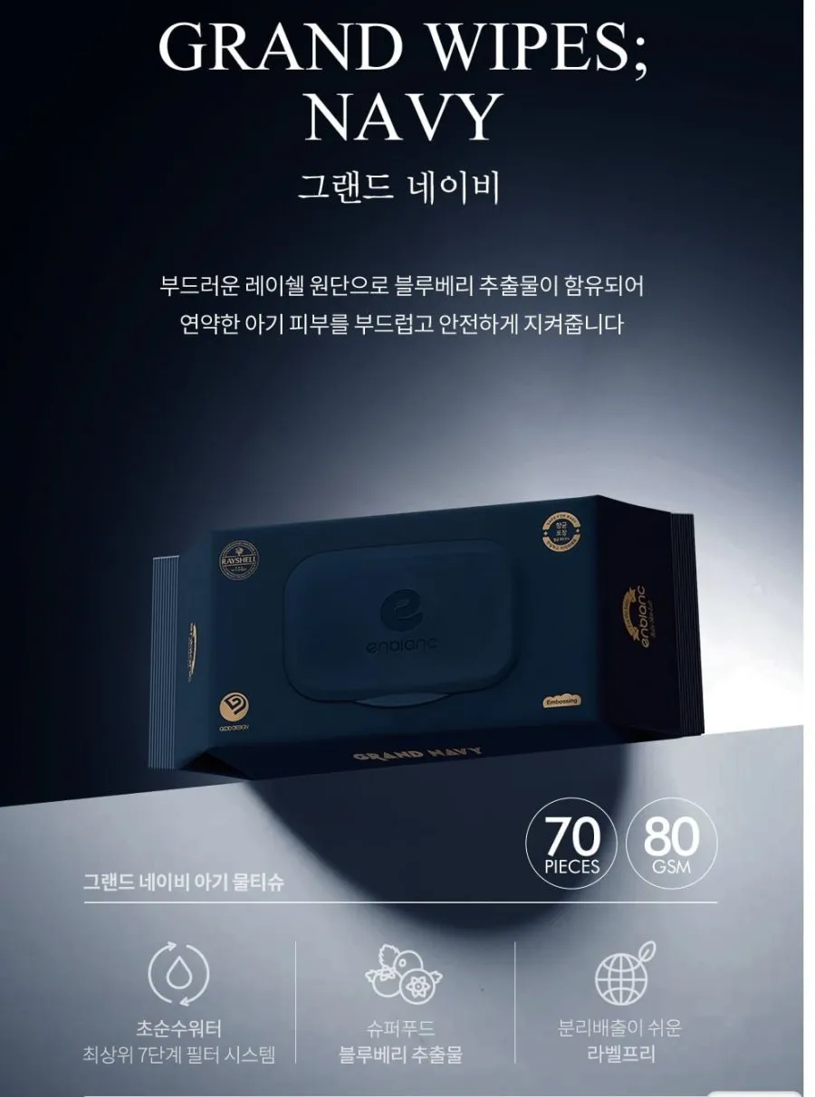 앙블랑 물티슈 80초고평량 그랜드네이비 20팩