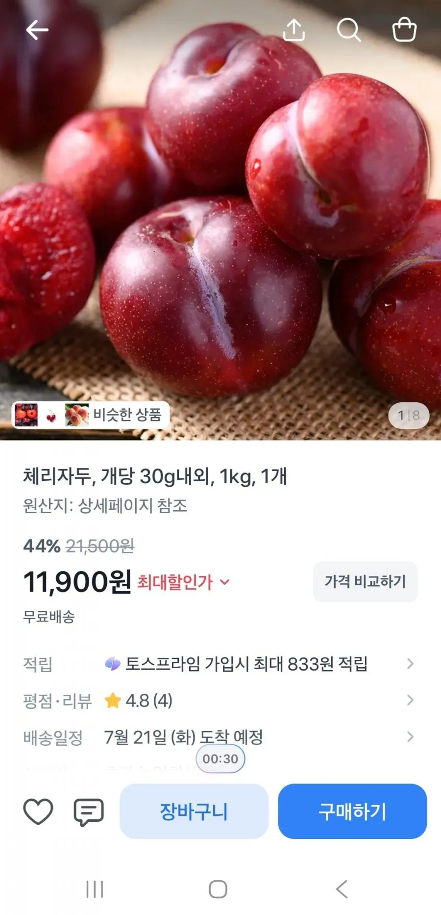 체리자두 1KG 30G내외