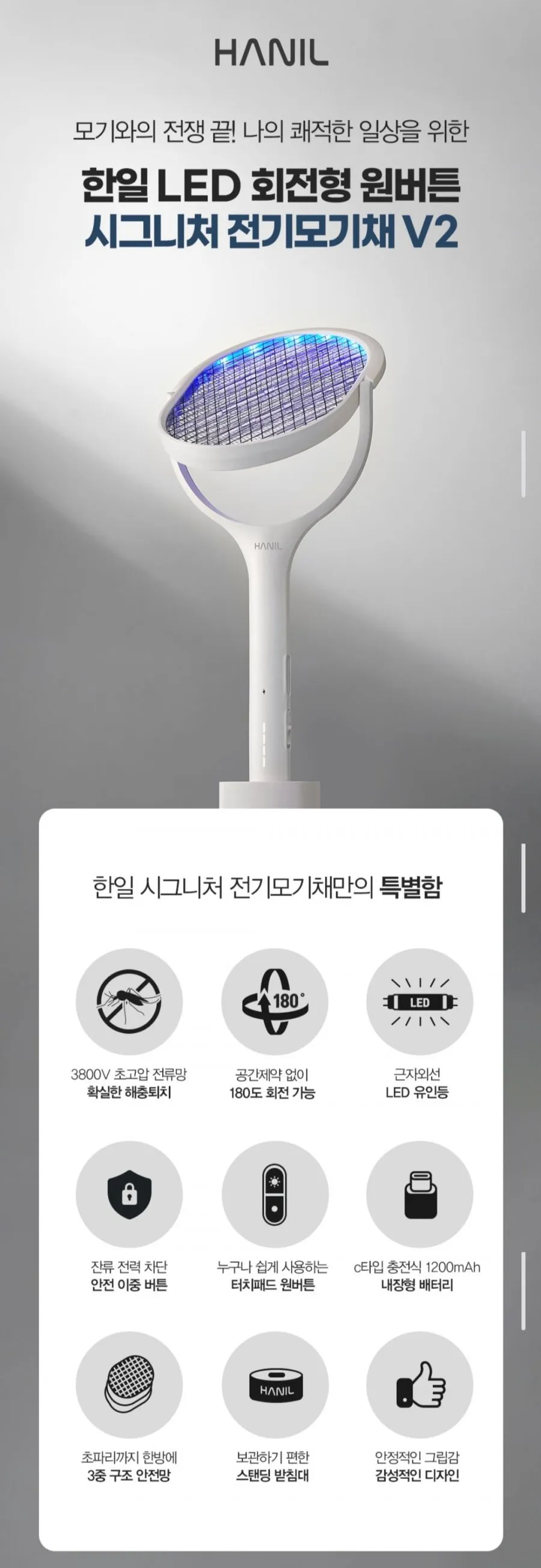 ํ์ผ LED 180๋ ํ์ ํ ์๊ทธ๋์ฒ V2 ์ ๊ธฐ๋ชจ๊ธฐ์ฑ