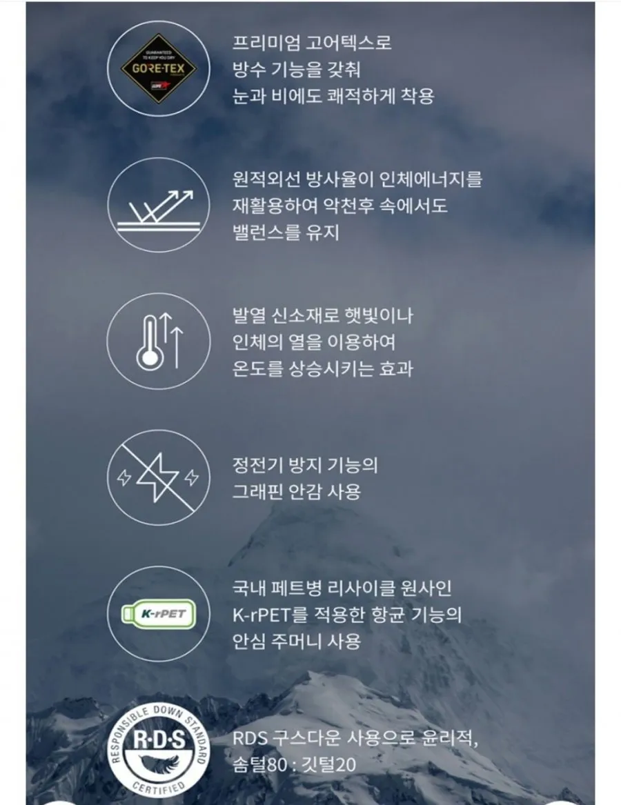 블랙야크 역시즌 남여 고어텍스 다운 M히마GTX히팅다운자켓