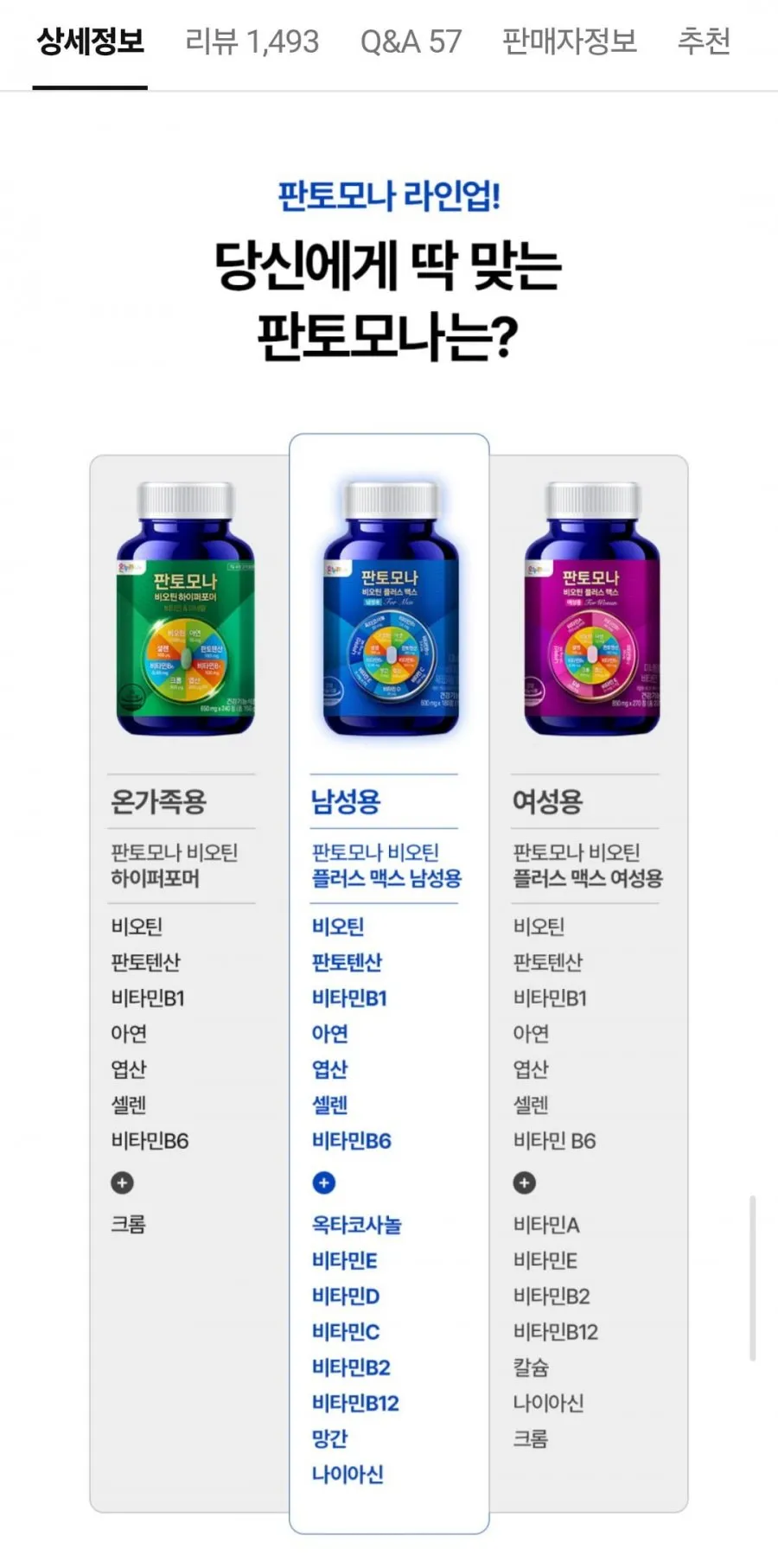 판토모나 비오틴 플러스 맥스 남성용 - 45일 분 옥타코사놀 판토텐산 180정, 3개