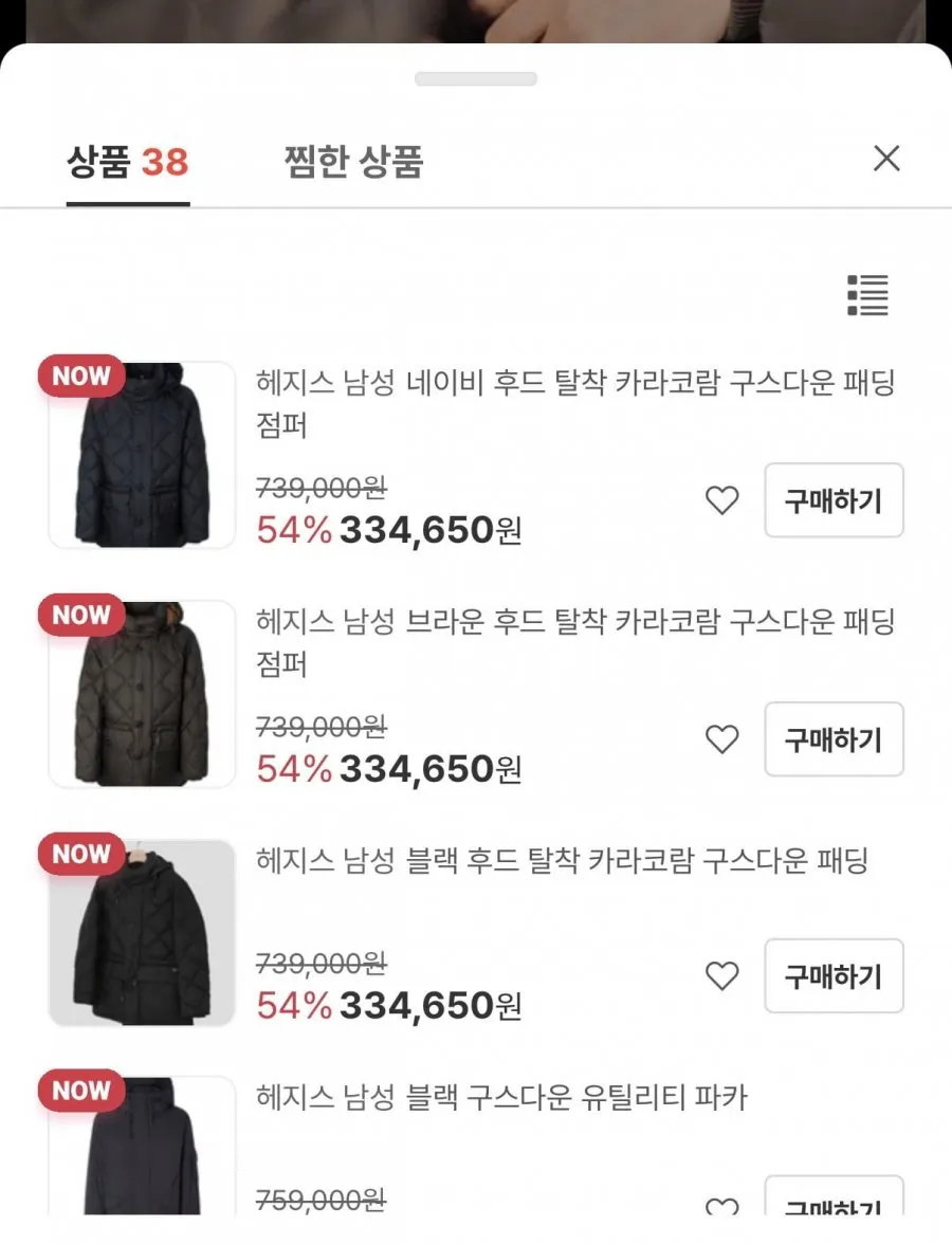 헤지스 카라티 외 구스다운패딩
