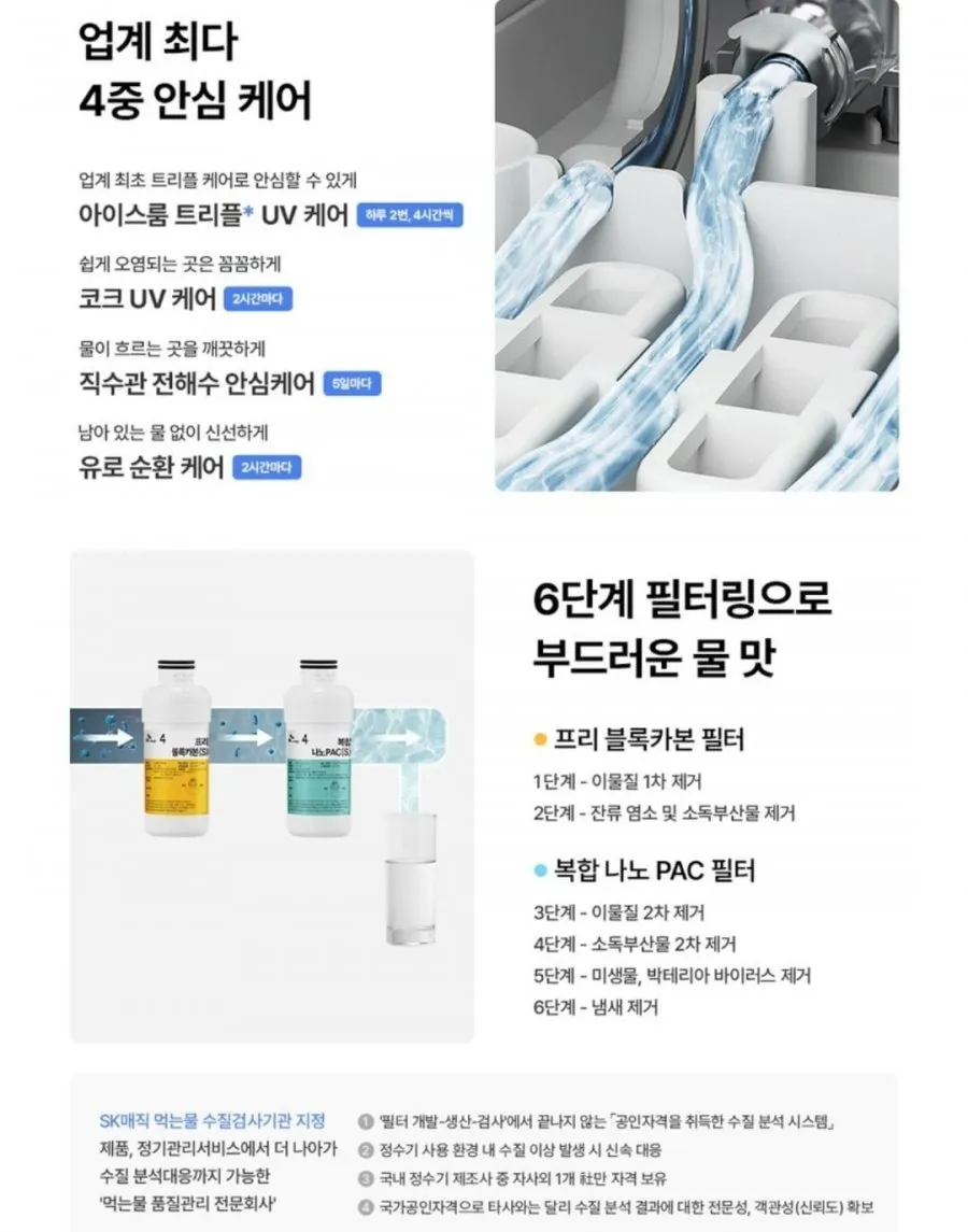 SK매직 원코크 플러스 얼음물 정수기 WPU-IAC425SN