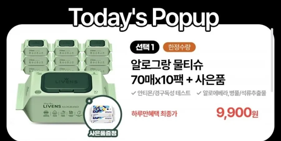 알로그랑 70gsm 물티슈 70매x10팩+휴대용물티슈