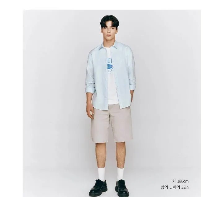 지오다노 코튼 린넨 긴팔셔츠