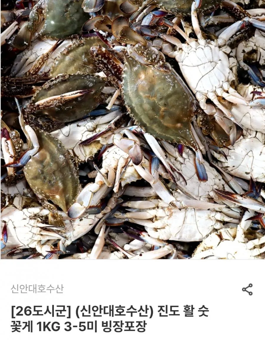 진도 활 숫꽃게 1KG 3-5미/명란김 도시락김 6g 24봉