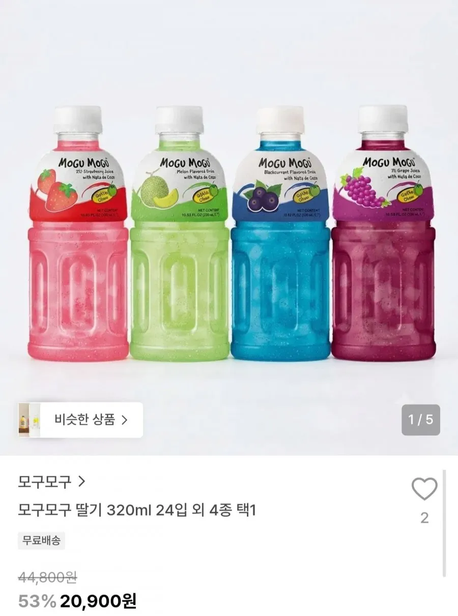 [쿨앤드몰] 모구모구 4가지맛(리치+요거트+멜론+딸기), 24개, 320ml