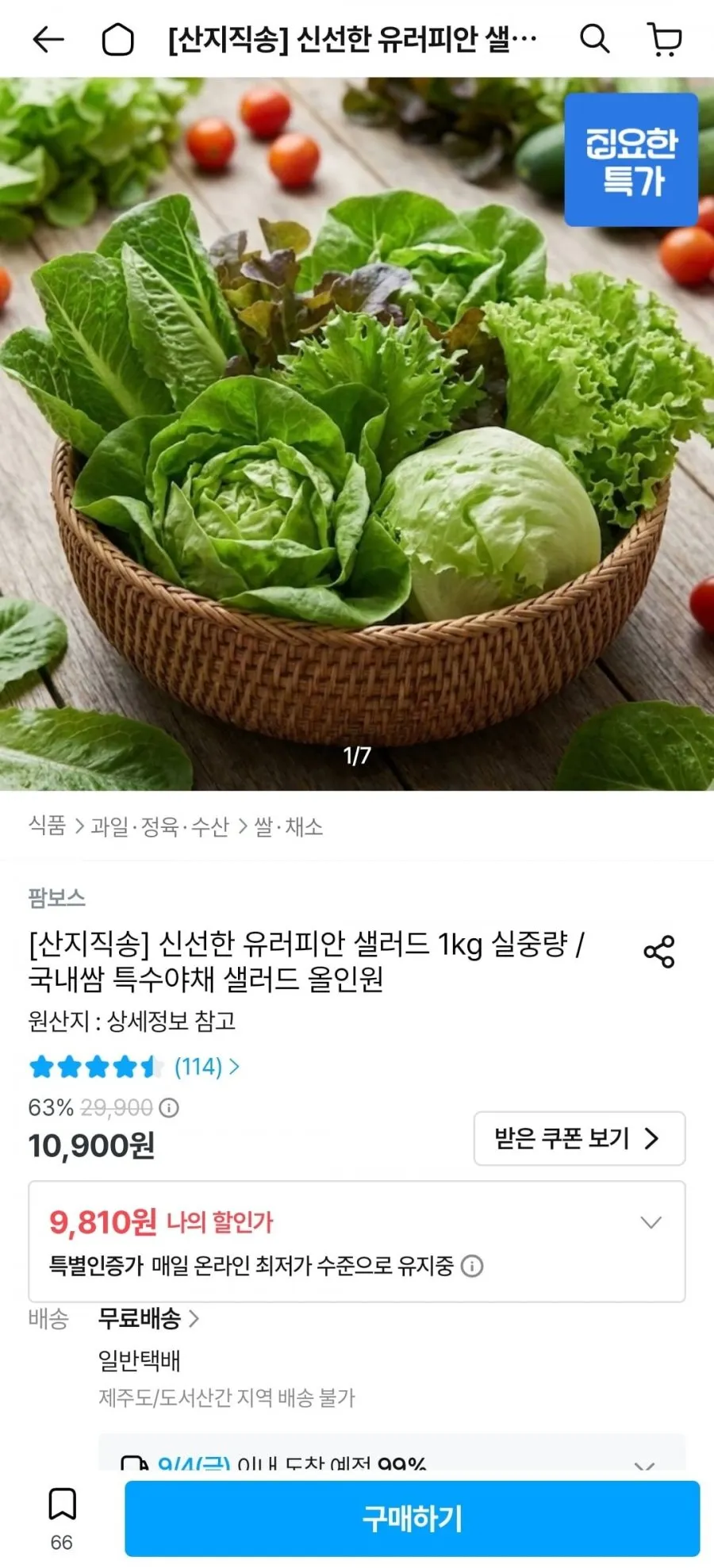 그린어스 무농약 친환경 유러피안 프리미엄 샐러드 간편 트레이, 100g, 10개
